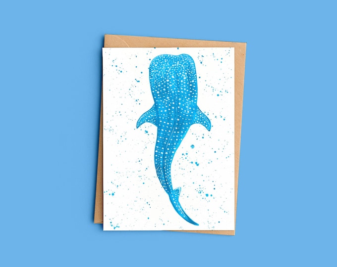 Whale Shark Greeting Card: Sea Life, Coastal Art - Blank A6 Card