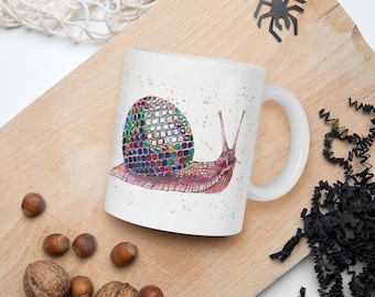 Keramische mok disco slak, cadeau feestbeest