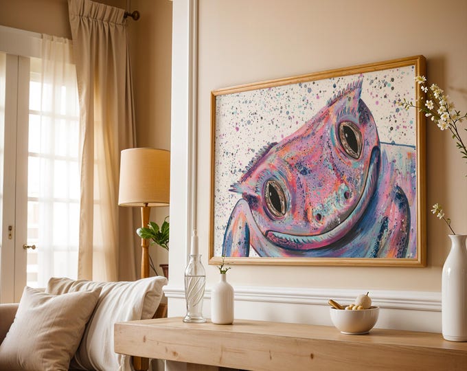 Crested Gecko Art Print ‘Mabel’