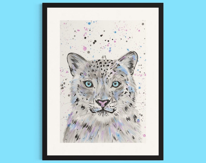 Snow Leopard Art Print ‘Nix’