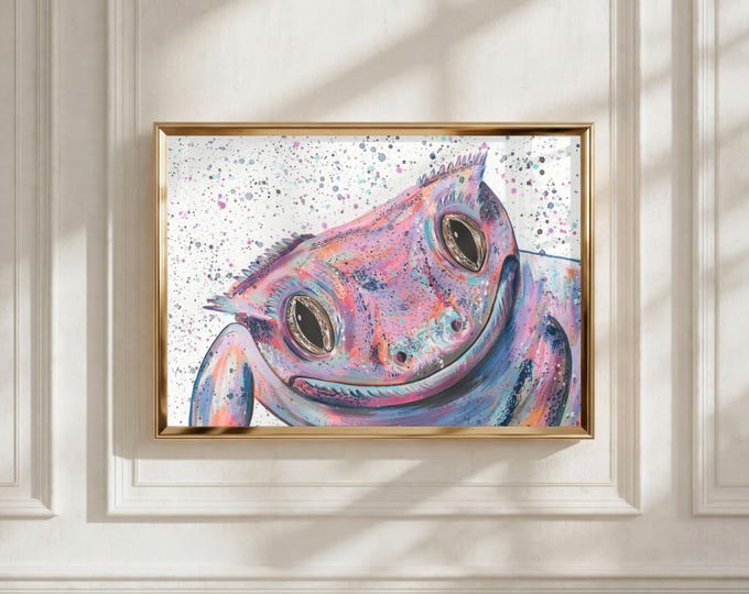Crested Gecko Art Print ‘Mabel’