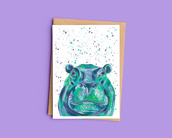 Hippo Greetings Card
