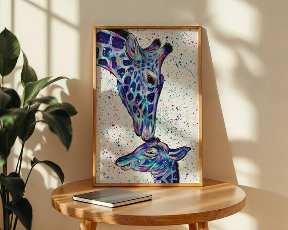 Giraffe Mum and Baby Art Print ‘Milly & Max’