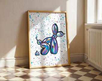 Balloon Dog Pooping Art Print: Quirky Home Decor