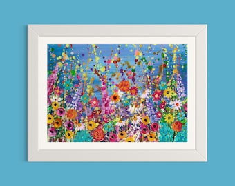 Wildflowers Art Print, ‘Floral Eruption’, Bright Flower Art, Colourful Decor, Abstract Painting, Flower Decor, Floral Gifts For Her,