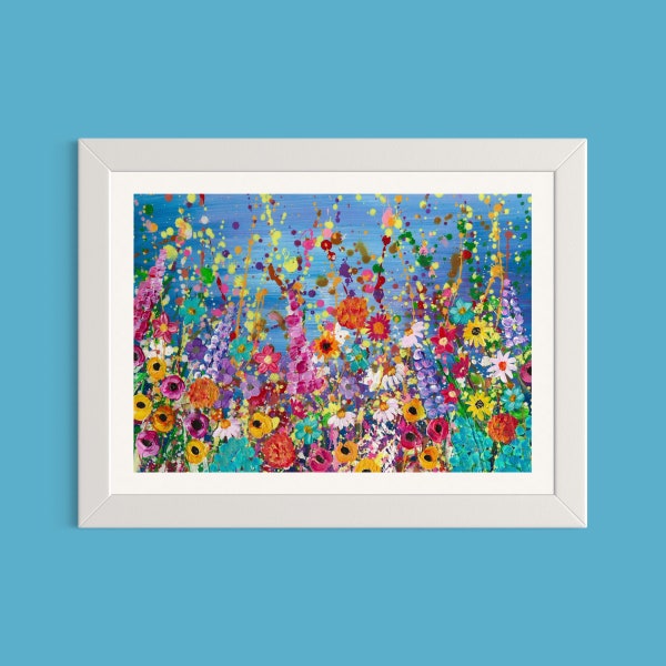 Wildflowers Art Print, ‘Floral Eruption’, Bright Flower Art, Colourful Decor, Abstract Painting, Flower Decor, Floral Gifts For Her,