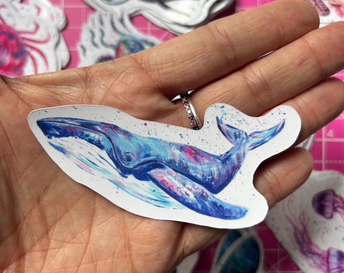 Humpback Whale Sticker, Vinyl Animal Decal, Sea Life Gifts, Small Journal Sticker, Wildlife Decal, Scrapbooking