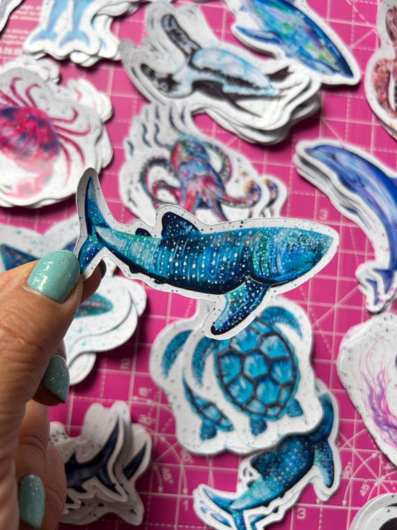 Glossy Whale Shark Sticker: Vinyl Sea Life Decal