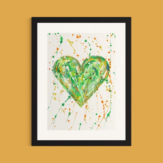 Abstract Green Heart Art Print