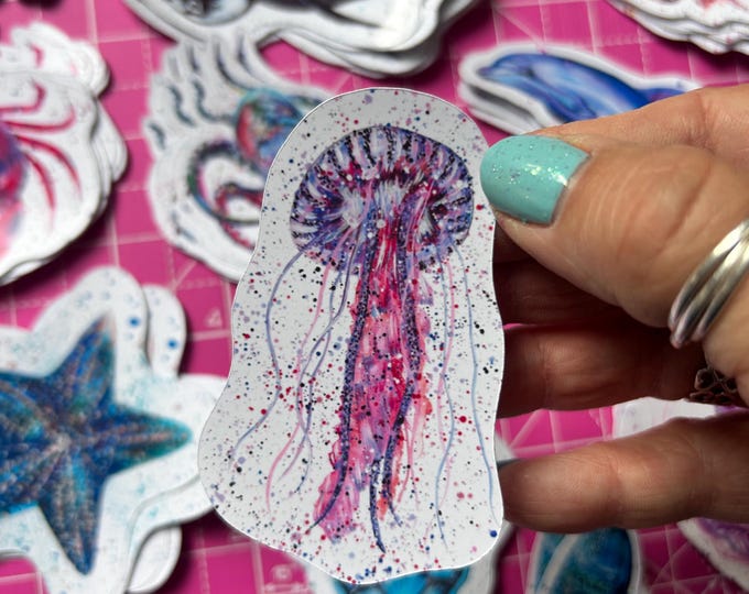 Jellyfish Sticker, Sea Life Decal, Beach Life, Holiday Journal Sticker, Wildlife Decal, Under the Sea, Ocean Life