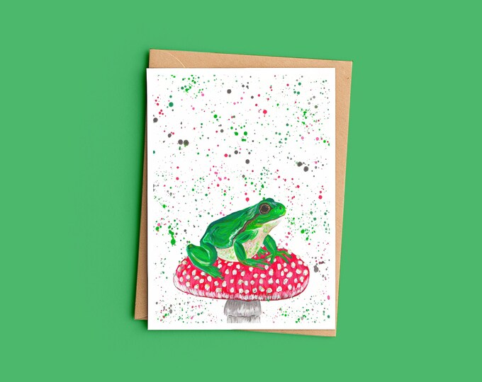 Mushroom Frog Greetings Card