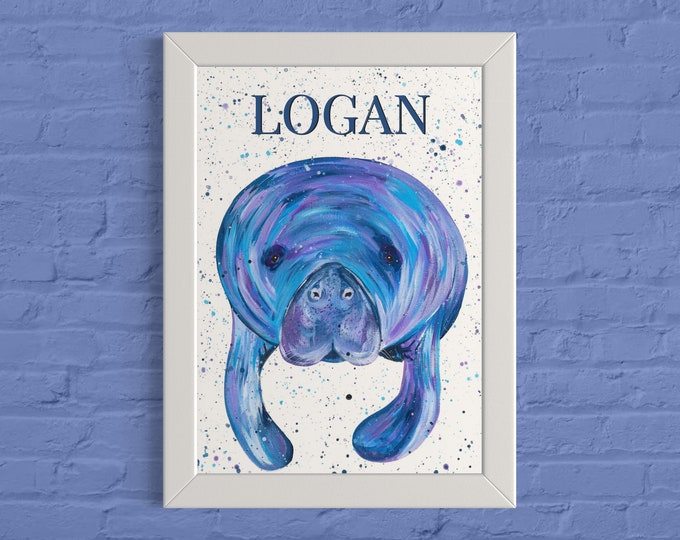 Personalised Manatee Art Print