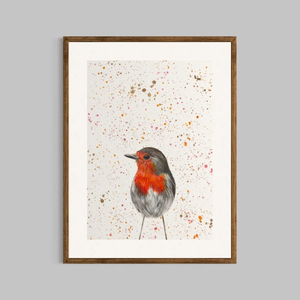 Robin Art Print ‘Heaven’, Painting, European Robin, British Birds, Bird Watcher, Robin Red Breast, Wall Art, Home Decor, In Loving Memory