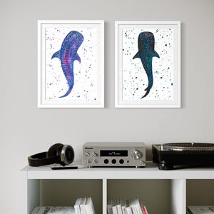 Whale Shark Art Print, Colourful Sea Life Painting, Holiday Home Decor image 12