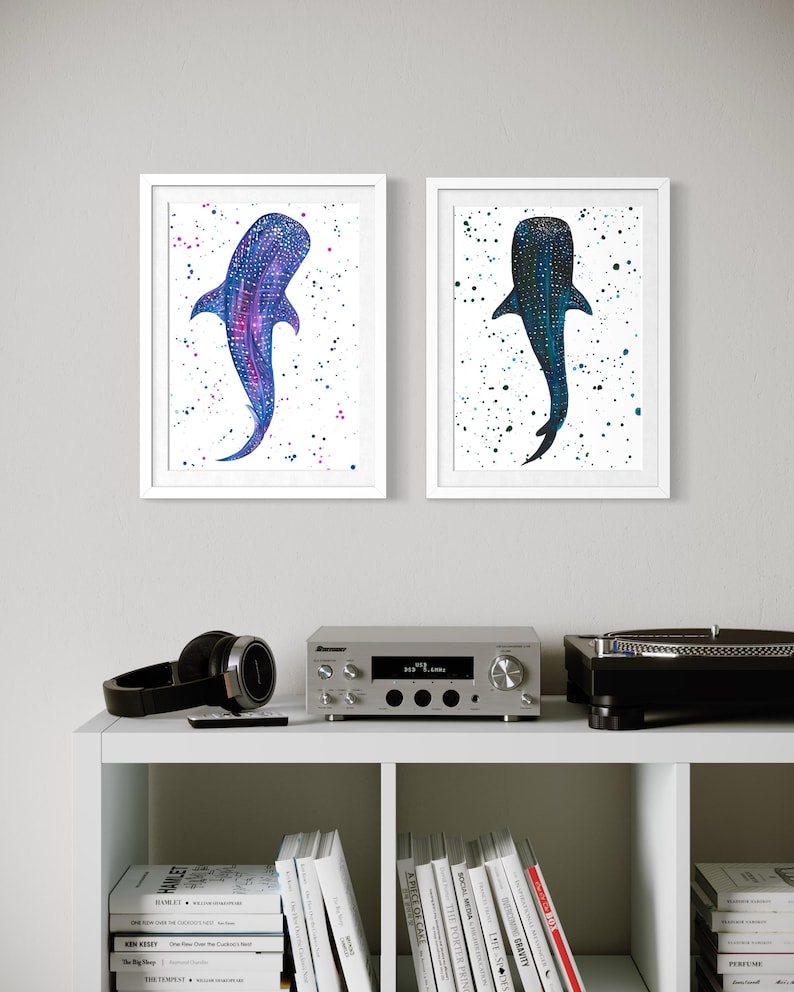 Whale Shark Art Print, Colourful Sea Life Painting, Holiday Home Decor image 12