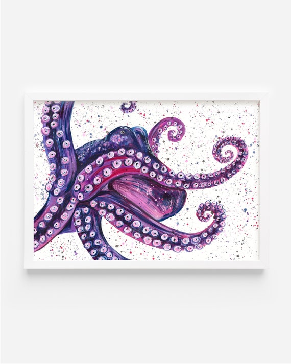 Octopus Original Painting, Acrylic Octopus Painting by Emma LC, Sea Life Art, Unique Home Decor, Tentacle Art, Ocean Life Art, Painting,