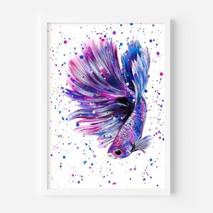 Betta Fish Art Print: Colourful Fighter Fish Painting 画像 4