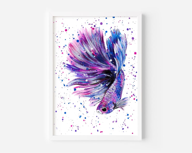 Betta Fish Art Print: Colourful Fighter Fish Painting 画像 4