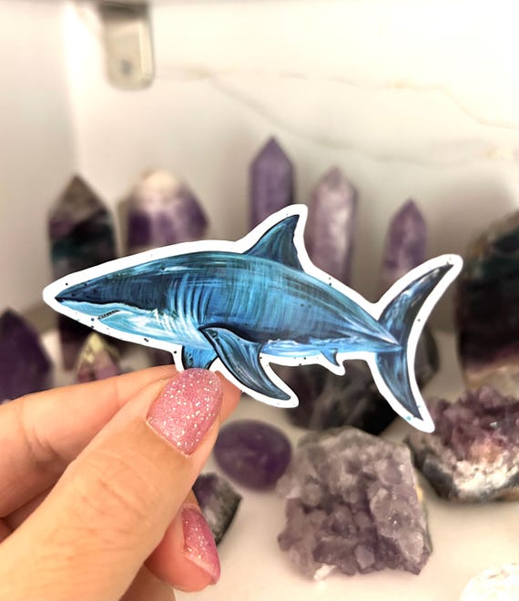 Great White Shark Sticker, Glossy Vinyl Animal Decal, Sea Life, Small Journal Sticker, Wildlife Decal, Scrapbooking, Shark Gifts