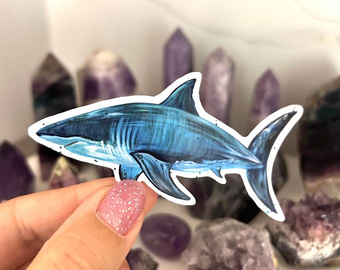 Great White Shark Glossy Sticker, Sea Life Decal