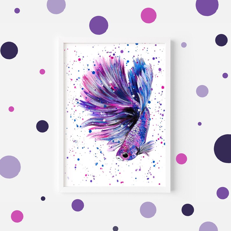 Betta Fish Art Print: Colourful Fighter Fish Painting 画像 3