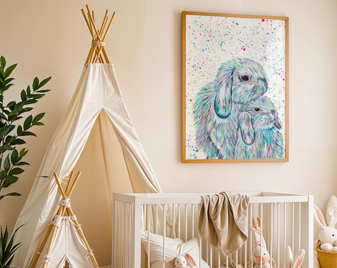 Mum and Baby Bunny Art Print