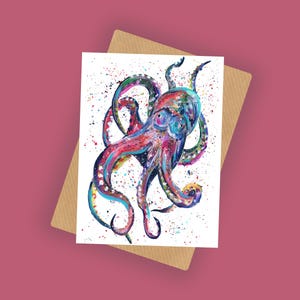 Octopus Blank Greeting Card ‘Ollie’, A6 10x15cm Blank Sea Life Card, Any Occasion Card, Birthday Card, Under the Sea, Seaside Theme Gift