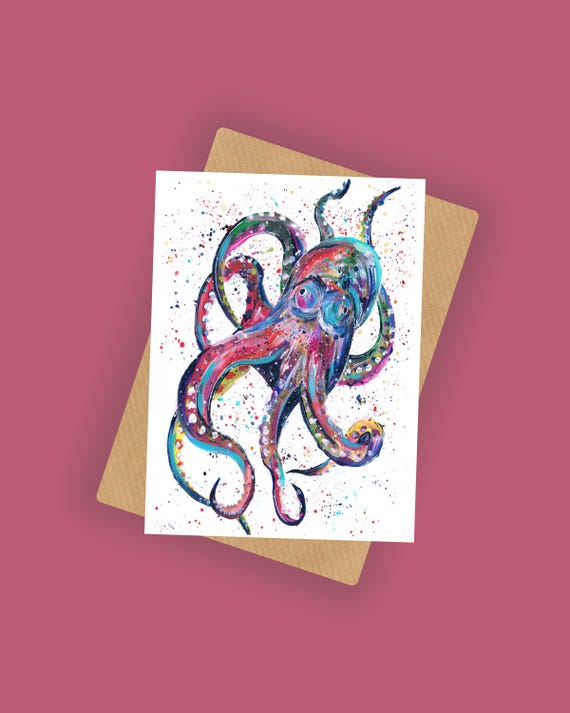 Octopus Blank Greeting Card ‘Ollie’