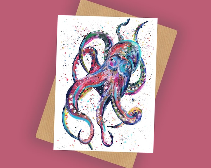 Octopus Blank Greeting Card ‘Ollie’