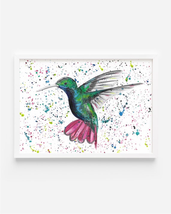 Original Hummingbird Painting, Acrylic Animal Art, Home Decor (A4)