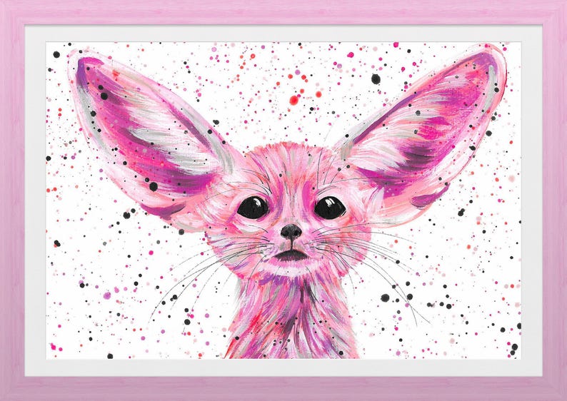 Fennec Fox Art Print: Pink Animal Painting, Nursery Decor image 9