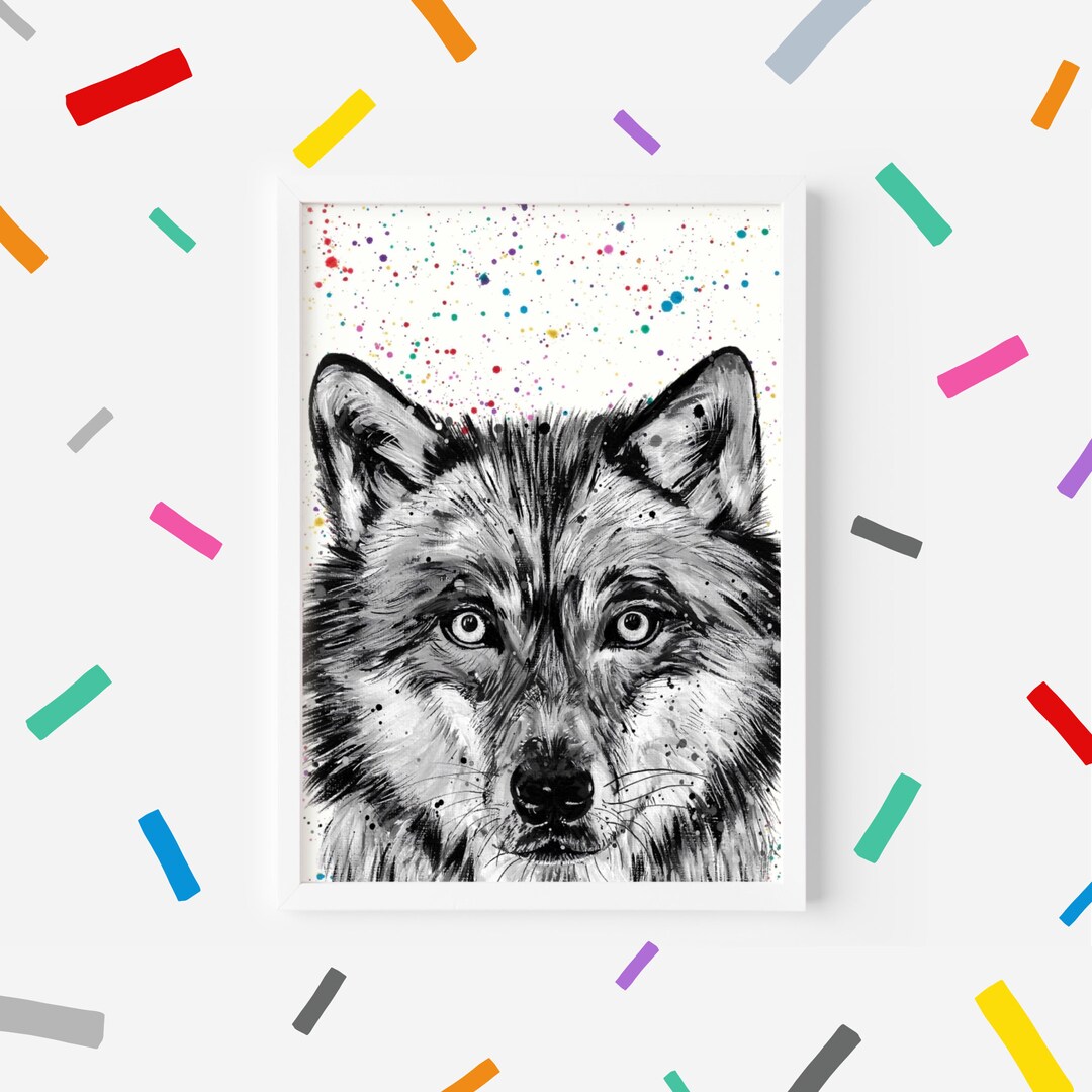 Wolf Art Print mack Wolf Painting Beautiful Wolf Art Etsy UK