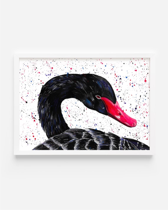 Black Swan Painting, Original Art, Acrylic Painting by Emma LC, Original Animal Art, Modern Art, Home Decor, Wildlife Artwork, Swan Decor