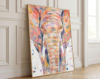 Elephant Art Print 'Ethel': Colourful Safari Nursery Decor