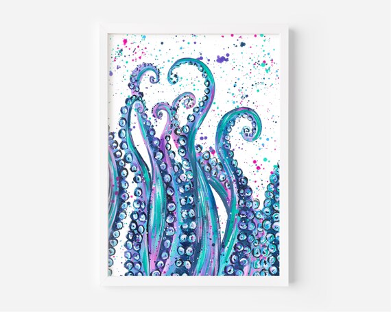 Octopus Original Painting, Acrylic Art, Sea Life Art, Unique Home Decor, Tentacle Art, Ocean Life Art, Sea Life Painting, Under the Sea,
