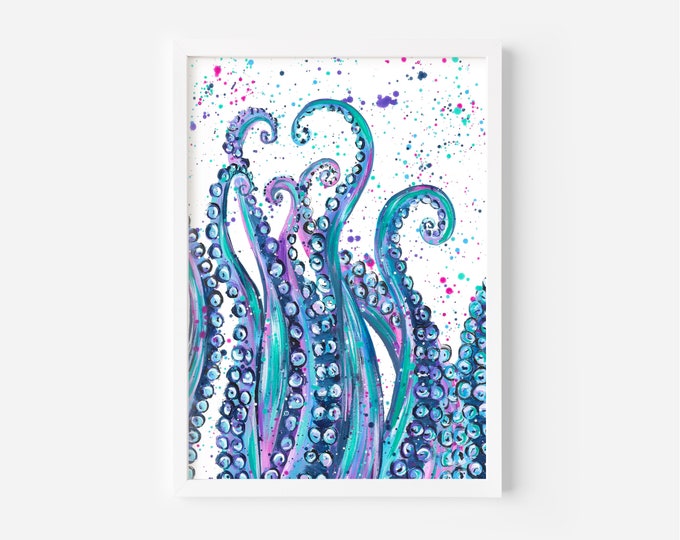 Octopus Original Painting, Acrylic Art, Sea Life Art, Unique Home Decor, Tentacle Art, Ocean Life Art, Sea Life Painting, Under the Sea,