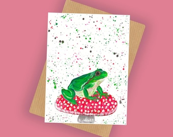 Mushroom Frog Greetings Card