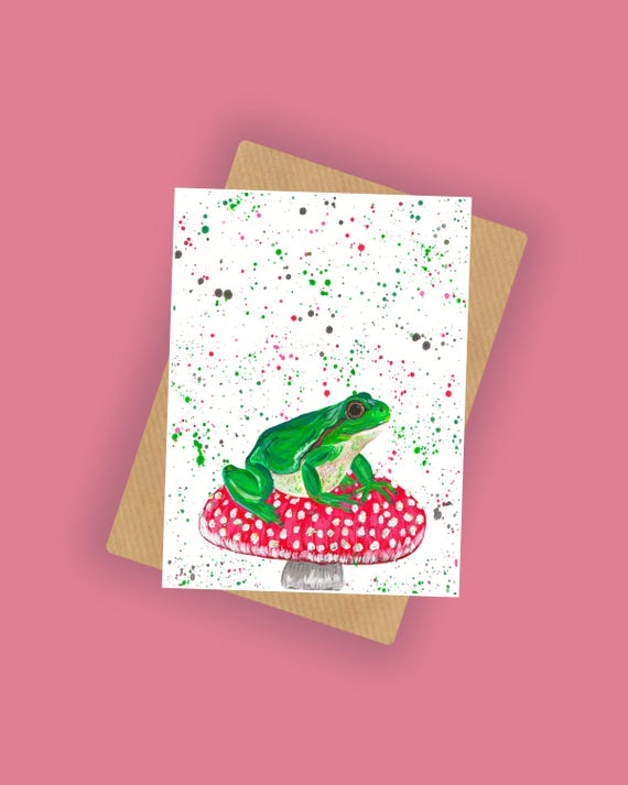 Mushroom Frog Greetings Card