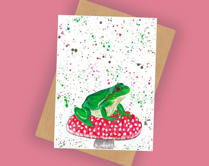 Mushroom Frog Greetings Card