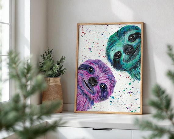 Sloth Art Print ‘Otto & Nancy’