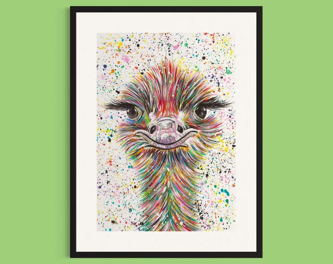 Ostrich Art Print ‘Esmeralda’