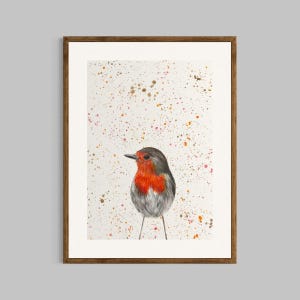 Robin Art Print: British Bird Painting, Christmas Decor