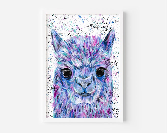 Alpaca Painting, Art, An Original Abstract Acrylic Painting, Original Art, Colourful Animal Art, Abstract Art, Alpaca Gifts, Alpaca Farm
