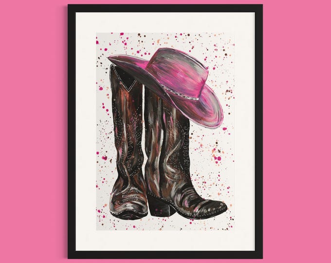 Cowgirl Boots and Hat Art Print