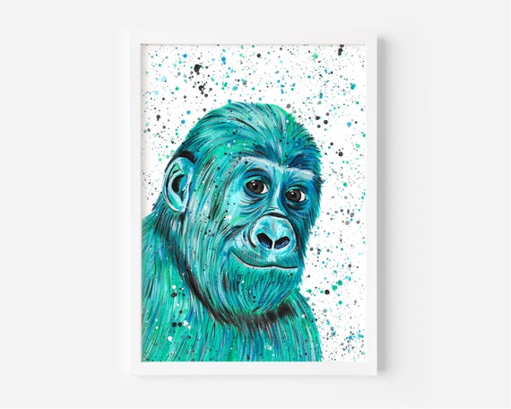 Original Gorilla Painting ‘Kevin’, A Hand Painted Acrylic Painting, Original Art, Colourful Monkey Gifts, Primate Art, Home Decor, Nursery