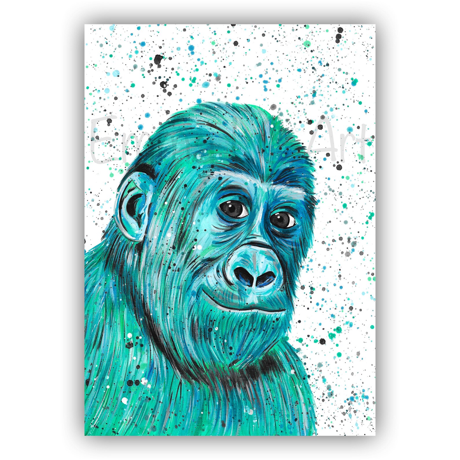 Gorilla Art Print Kevin Gorilla Painting From an Etsy