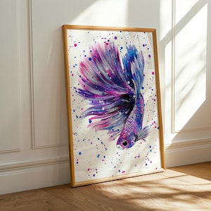 Betta Fish Art Print: Colourful Fighter Fish Painting 画像 1