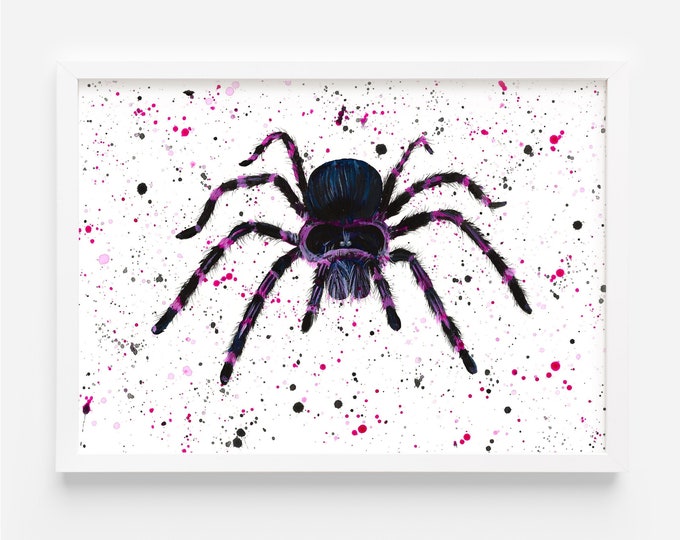 Spider Original Painting, ‘Quincy’, Tarantula Art, Original Acrylic Painting, Colourful Art, Spider Decor, Wall Art, Goth Decor, Spider Love