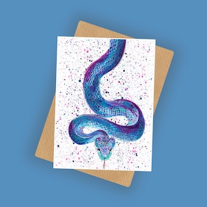 Carte de voeux « Dora » serpent, A6 10 x 15 cm, carte vierge avec oeuvre d'art d'Emma LC, art abstrait, carte reptile, carte serpent, carte d'anniversaire