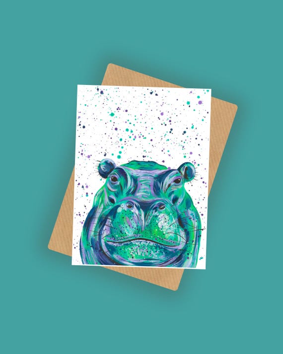Hippo Greetings Card